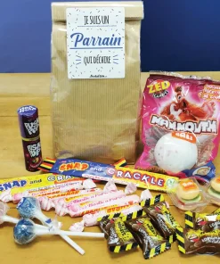 Sachet Bonbon des années 90  “Je suis un parrain qui déchire” – Cadeau Parrain
