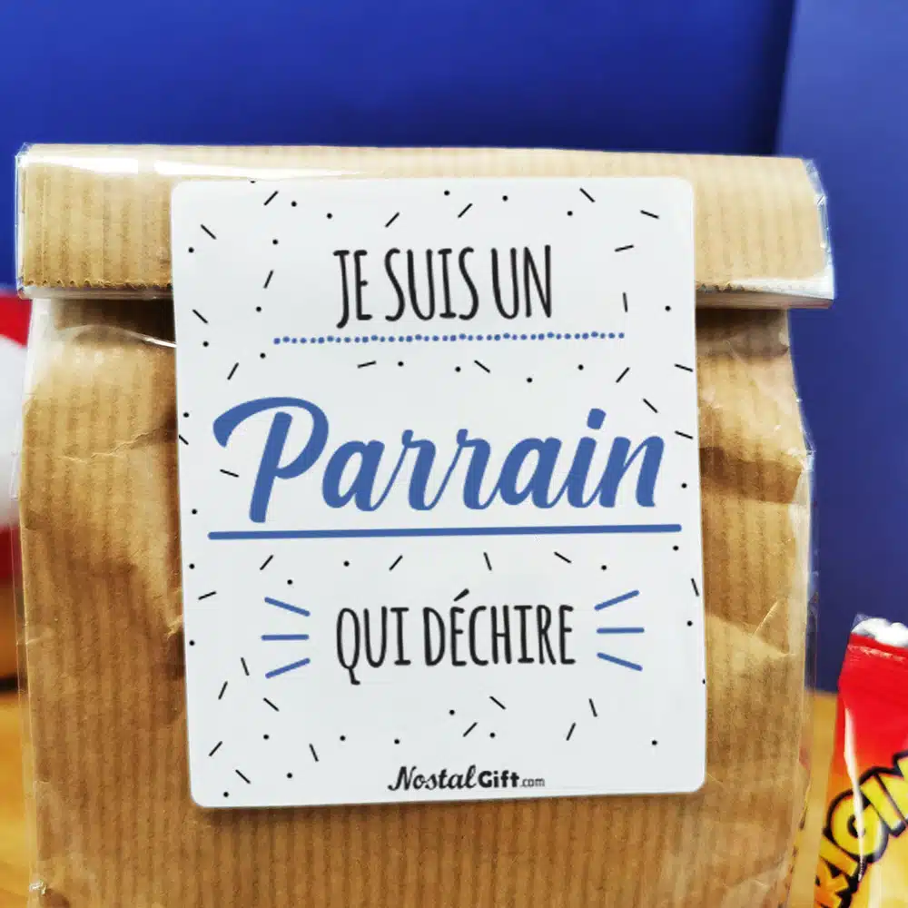 Sachet Bonbon des années 90 “Je suis un parrain qui déchire” – Cadeau Parrain – Image 5