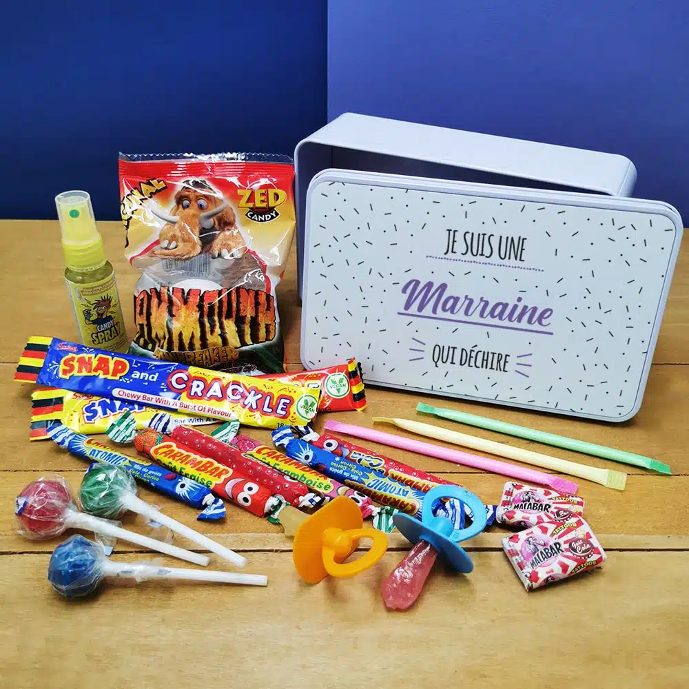 Coffret bonbons des années 90 “Marraine qui déchire” (Boîte en métal) – Image 2