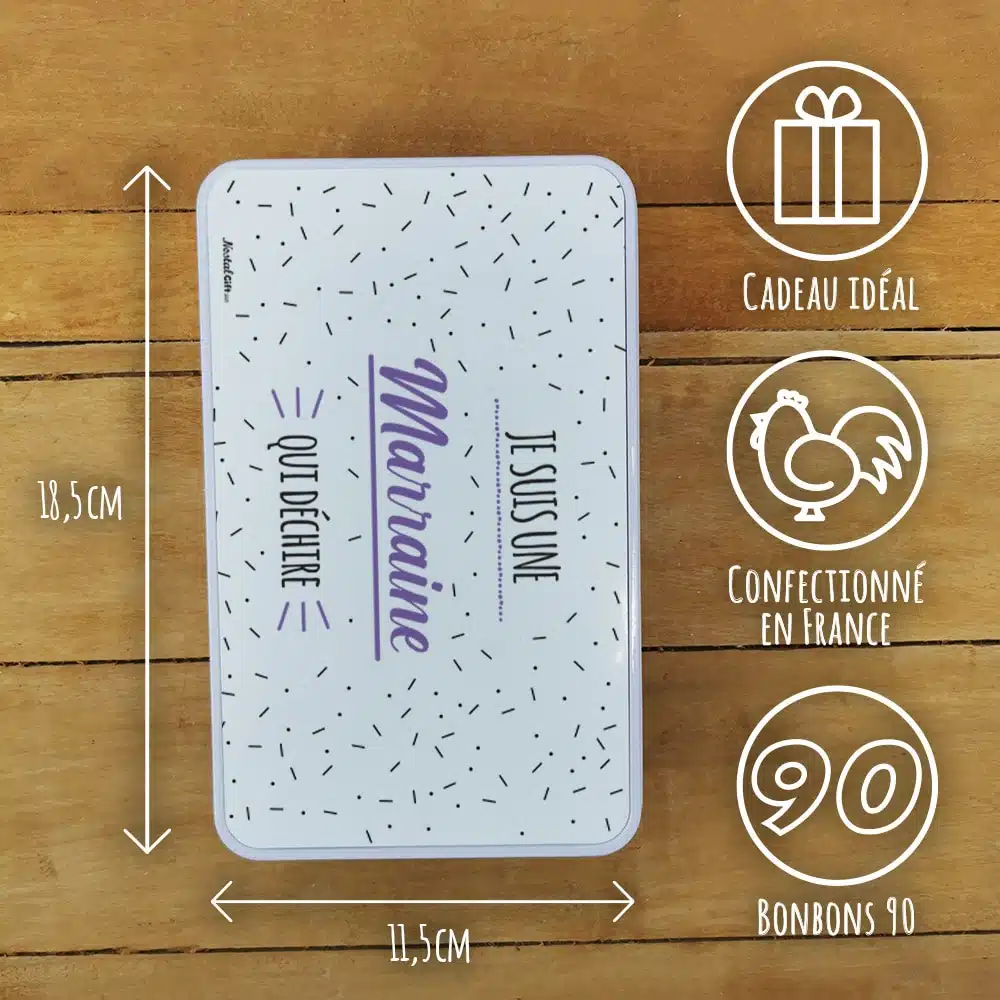 Coffret bonbons des années 90 “Marraine qui déchire” (Boîte en métal) – Image 4