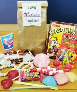 Sachet Bonbon des années 80  “Je suis une marraine qui déchire” – Cadeau Marraine