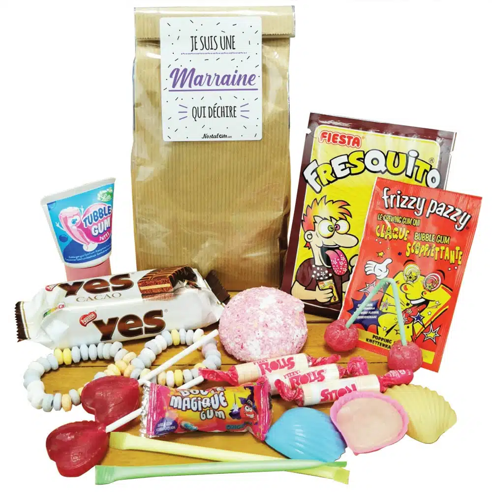 Sachet Bonbon des années 80 “Je suis une marraine qui déchire” – Cadeau Marraine – Image 2