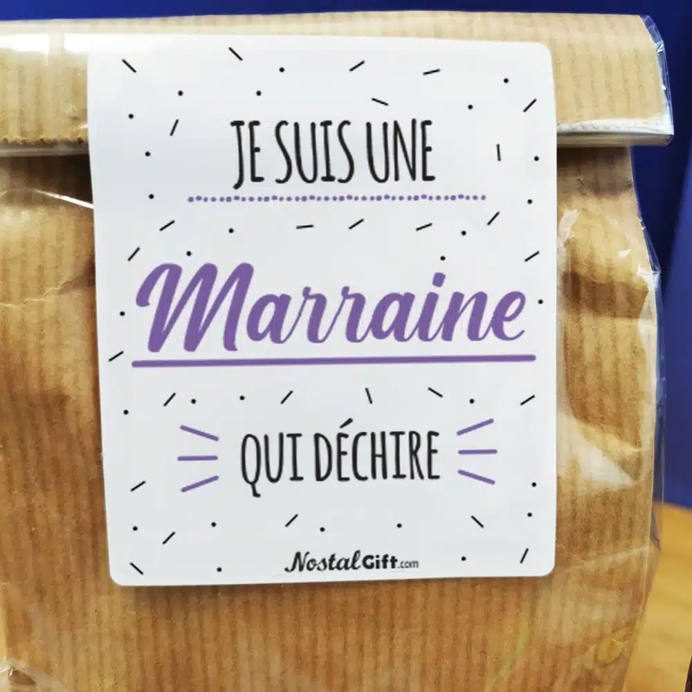 Sachet Bonbon des années 80 “Je suis une marraine qui déchire” – Cadeau Marraine – Image 4