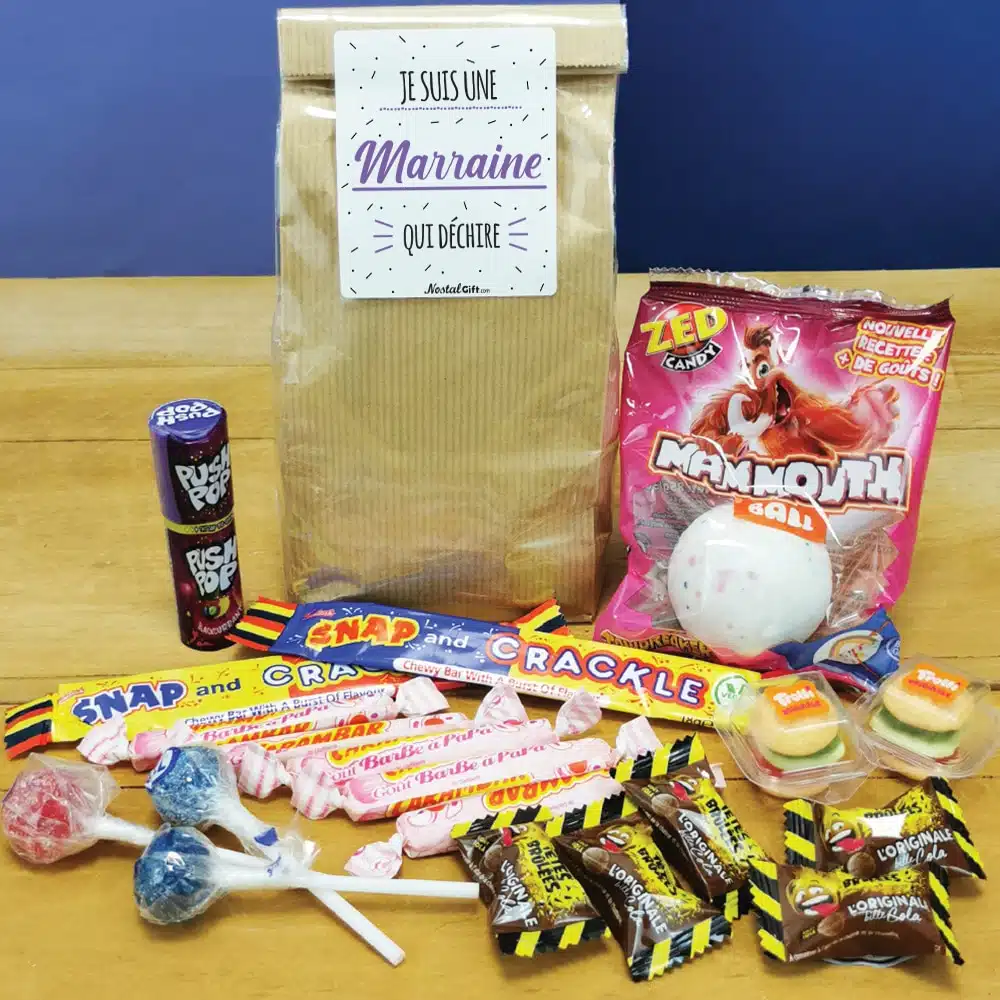 Sachet Bonbon des années 90 “Je suis une marraine qui déchire” – Cadeau Marraine – Image 2