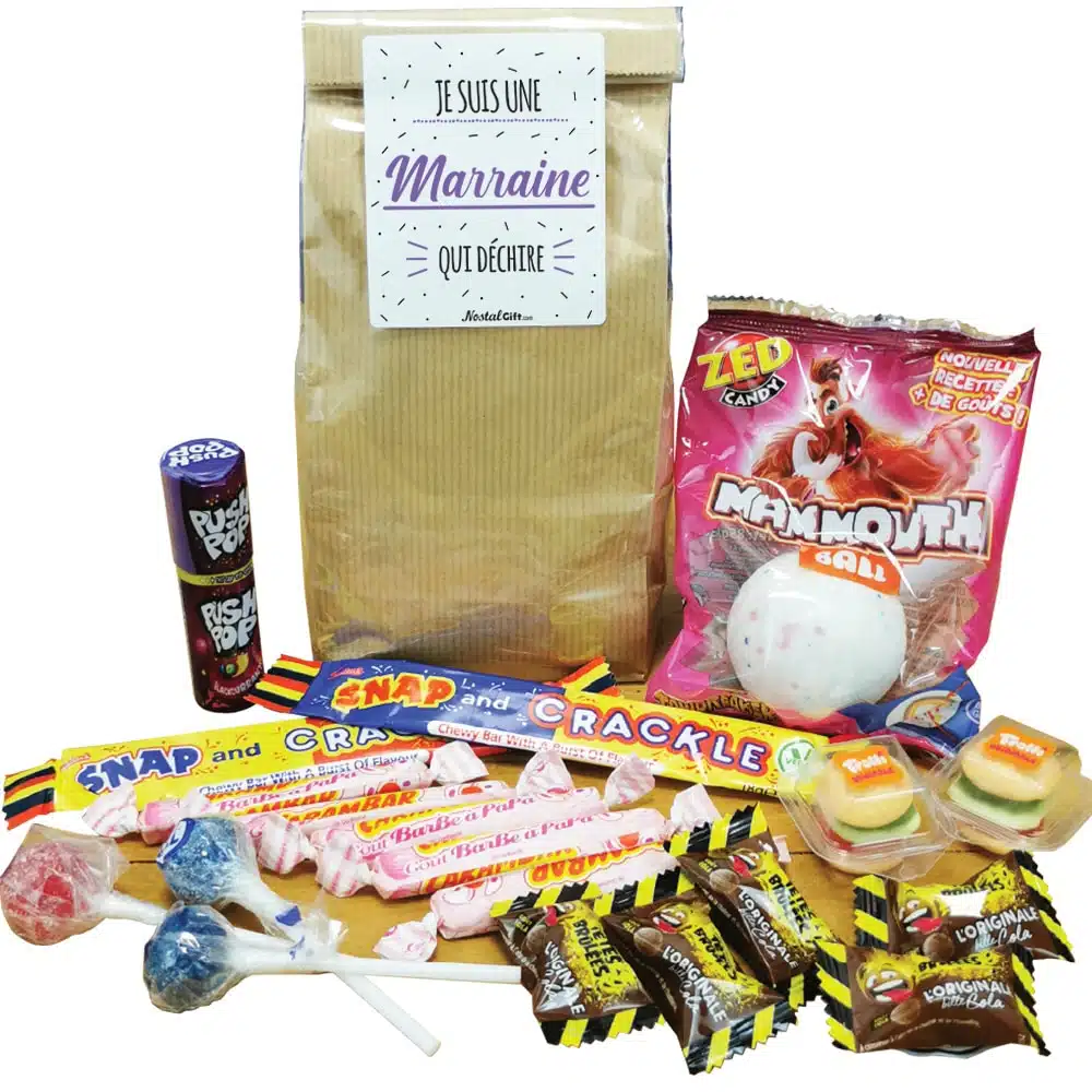 Sachet Bonbon des années 90 “Je suis une marraine qui déchire” – Cadeau Marraine – Image 3