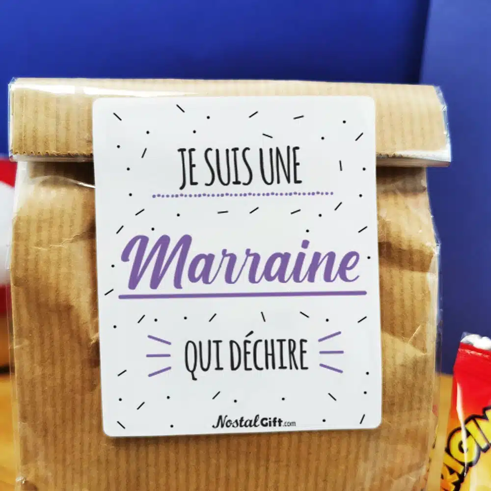 Sachet Bonbon des années 90 “Je suis une marraine qui déchire” – Cadeau Marraine – Image 6