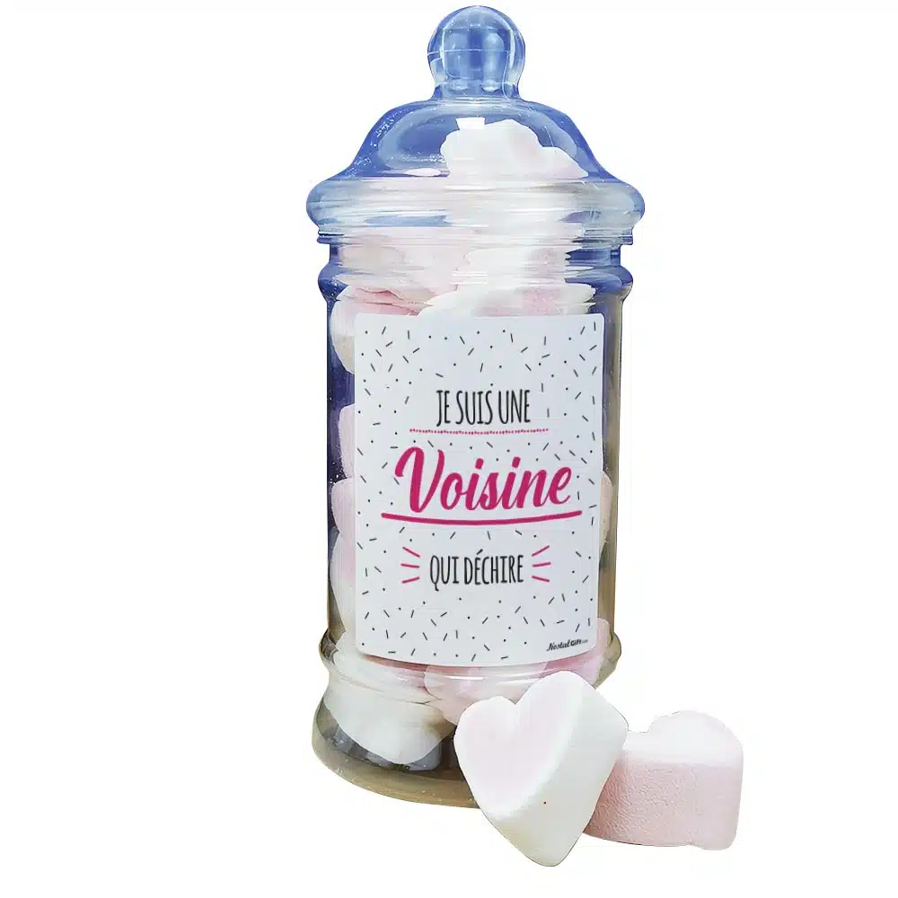 Bonbonnière coeurs guimauve x15 “Je suis une voisine qui déchire” – Image 5