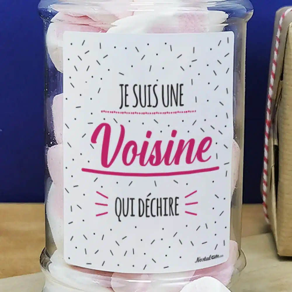 Bonbonnière coeurs guimauve x15 “Je suis une voisine qui déchire” – Image 4