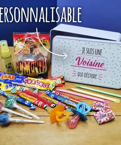 Coffret bonbons des années 90 “Je suis une voisine qui déchire”- cadeau personnalisé