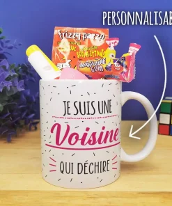 Mug bonbons des années 80 “Je suis une voisine qui déchire”- cadeau personnalisé