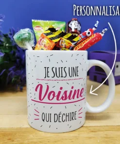 Mug bonbons des années 90 “Je suis une voisine qui déchire”- cadeau personnalisé