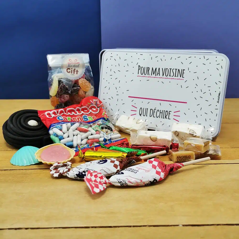 Coffret bonbons des années 60 “Je suis une voisine qui déchire” – cadeau personnalisé – Image 5