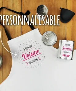 Tablier de cuisine “Je suis une voisine qui déchire” – cadeau personnalisable