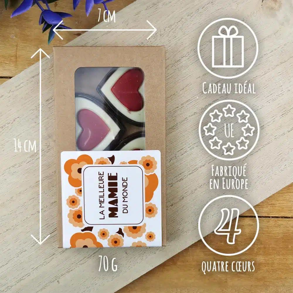 Cœurs au chocolat noir rouge et blanc x4 “La meilleure mamie du monde” – Image 3