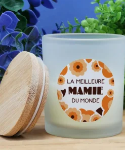 Petite Bougie top bois – “Meilleure mamie du Monde”