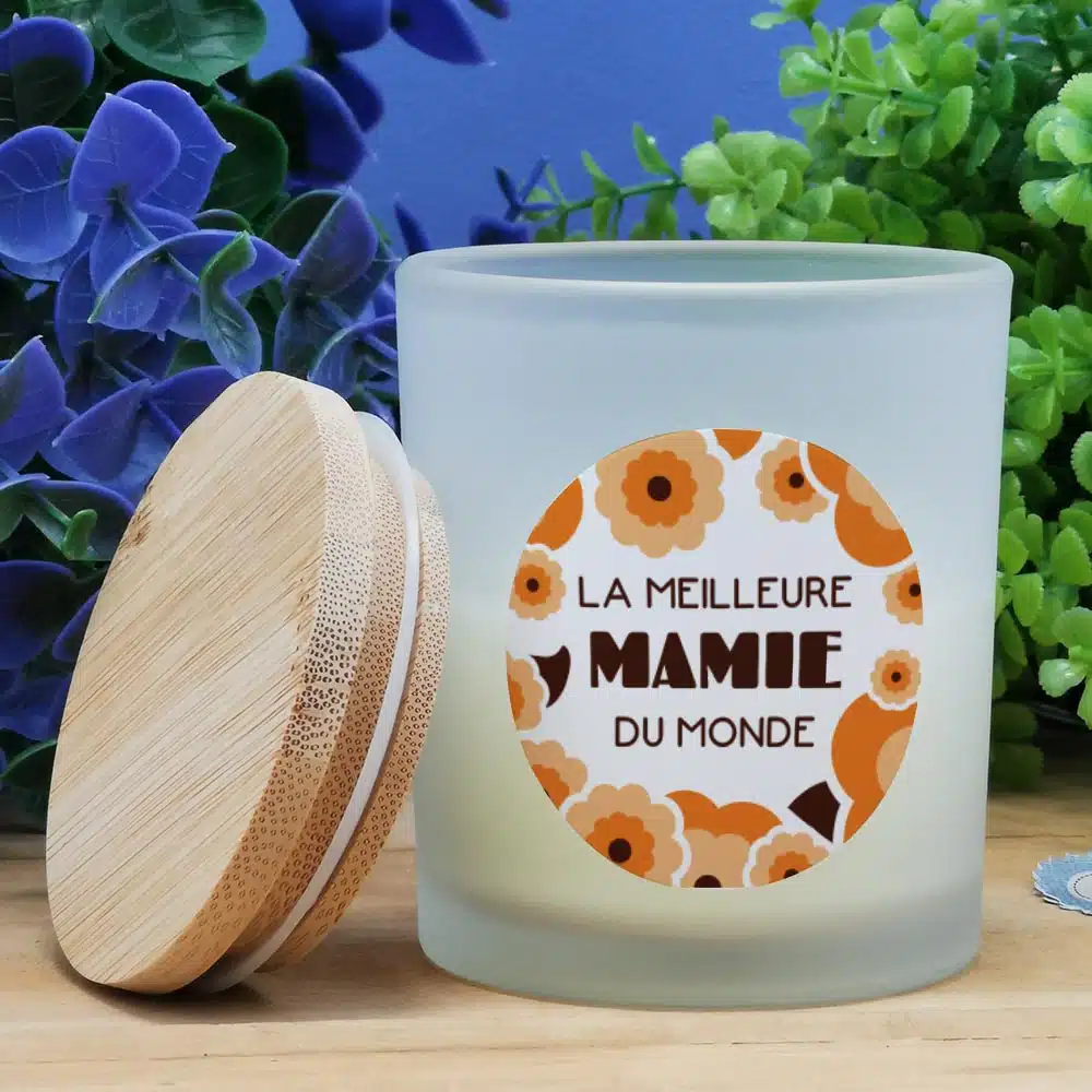 Petite Bougie top bois – “Meilleure mamie du Monde”