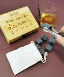 Coffret Cadeau Whisky : 9 pierres dans une boîte personnalisée – Mon beau-Papa d’amour