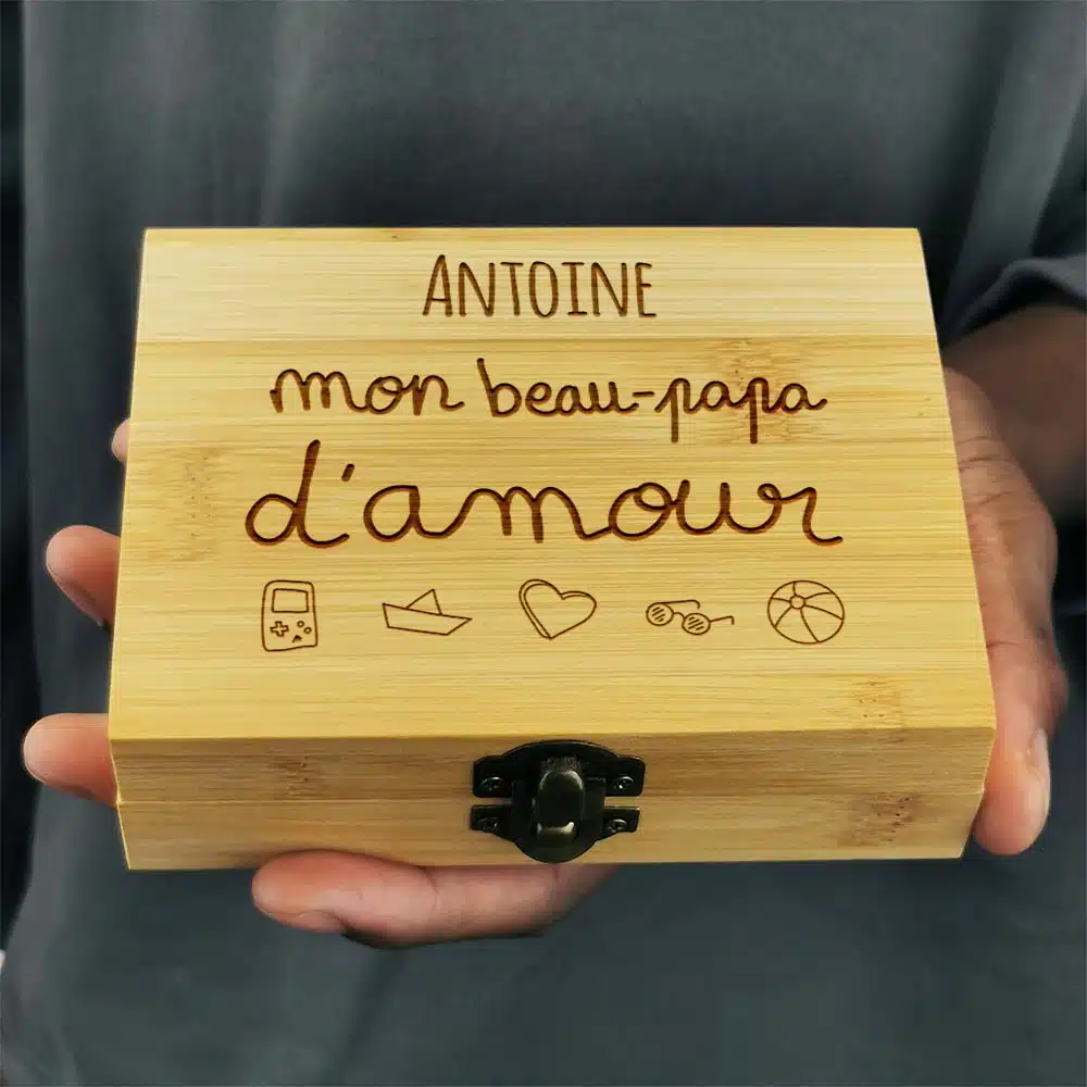 Coffret Cadeau Whisky : 9 pierres dans une boîte personnalisée – Mon beau-Papa d’amour – Image 3
