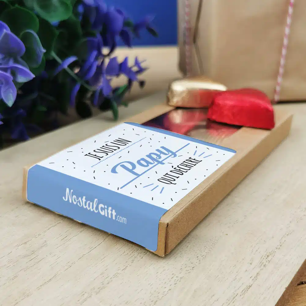 Cœurs au chocolat au lait et chocolat noir praliné x8 “Je suis un papy qui déchire” – Image 2