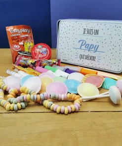 Coffret bonbons des années 90 “Je suis un papy qui déchire “(Boîte en métal)