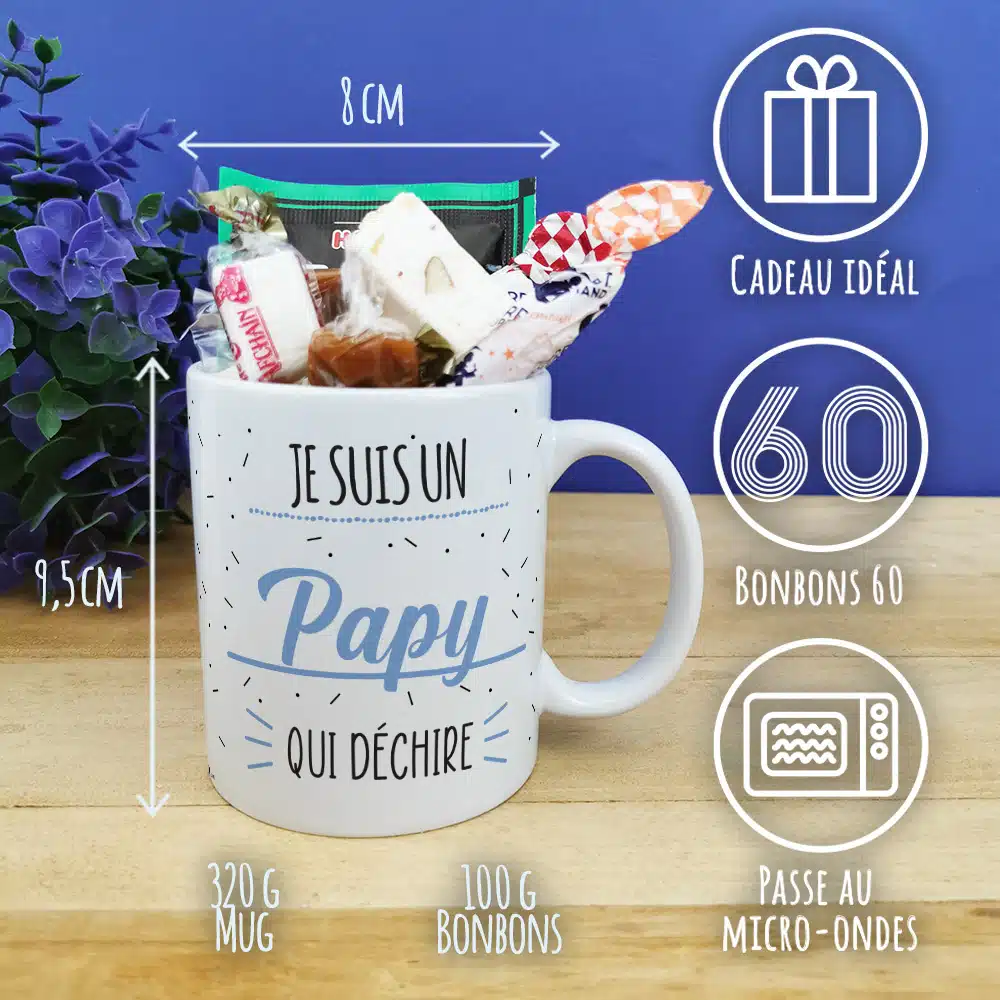 Mug bonbon années 60 “Je suis un papy qui déchire” – Image 4