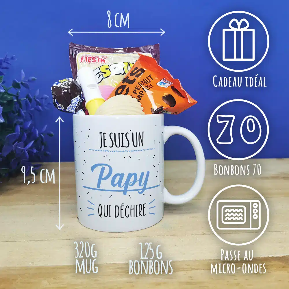 Mug bonbon années 70 “Je suis un papy qui déchire” – Image 4