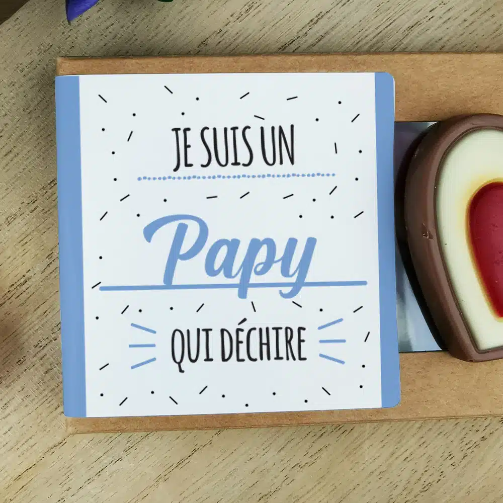 Cœurs au chocolat au lait rouge et blanc x4 “Je suis un papy qui déchire” – Image 4