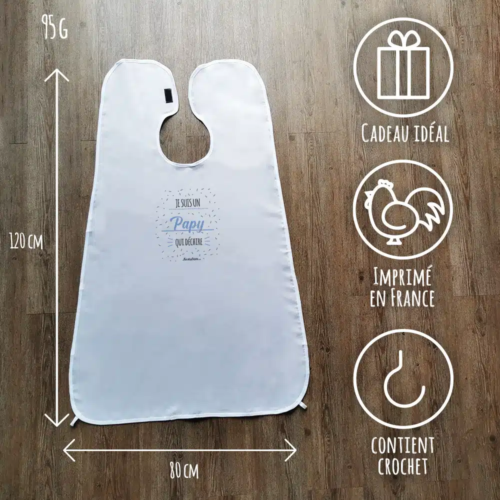 Tablier à barbe “Je suis un papy qui déchire” – Cadeau la fête des grands pères – Image 2