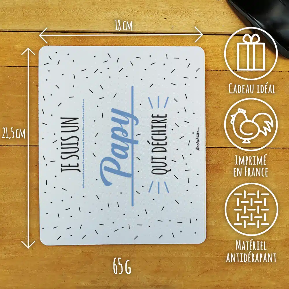 Tapis de souris “Je suis un papy qui déchire” – Image 3