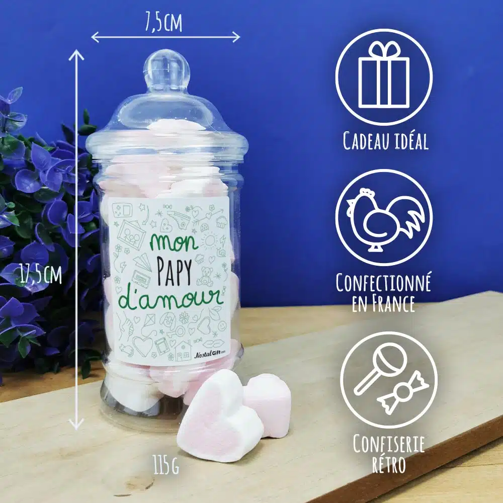 Bonbonnière coeurs guimauve “mon papy d’amour” – Image 3