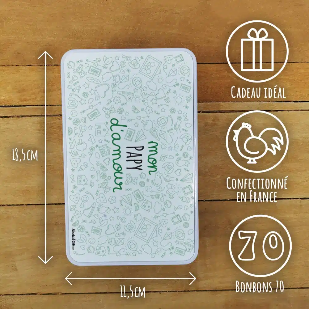 Coffret bonbons des années 70 “mon papy d’amour” – d’amour (Boîte en métal) – Image 4
