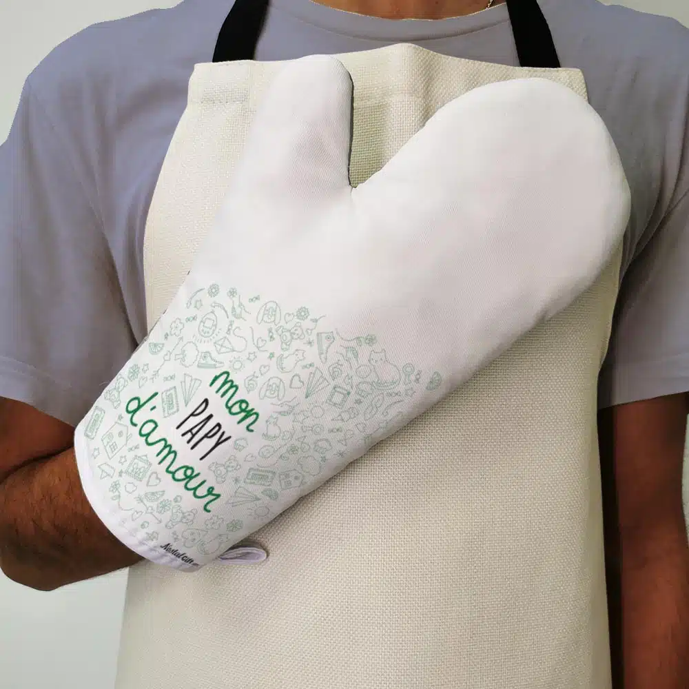 Manique droite cuisine “mon papy d’amour” – Cadeau pour la fête des grands pères – Image 4