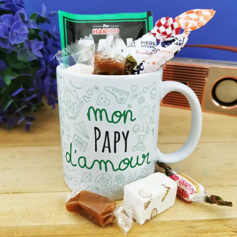Mug bonbon années 60 “mon papy d’amour” – fête des grands pères