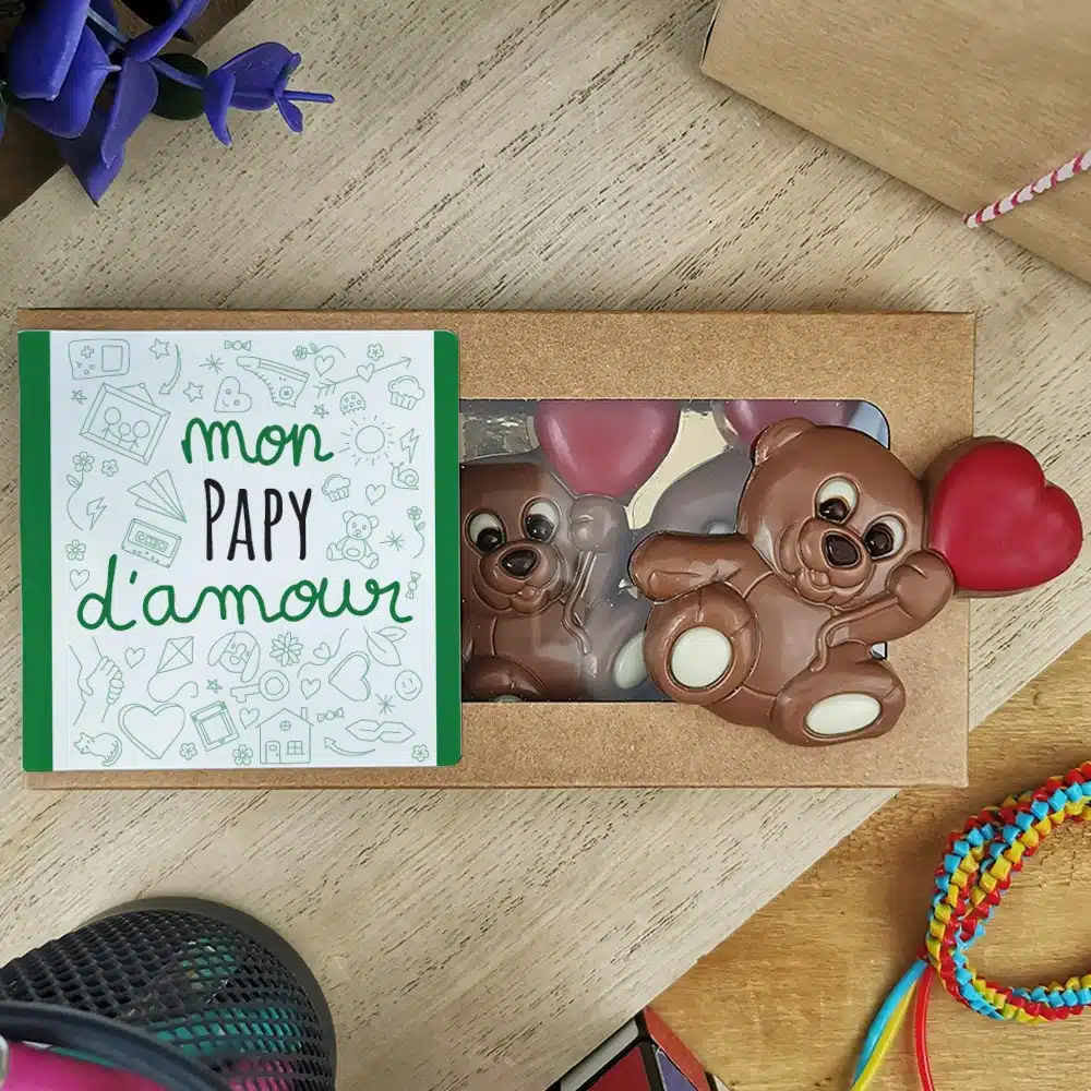 Oursons au chocolat au lait x3 “mon papy d’amour”