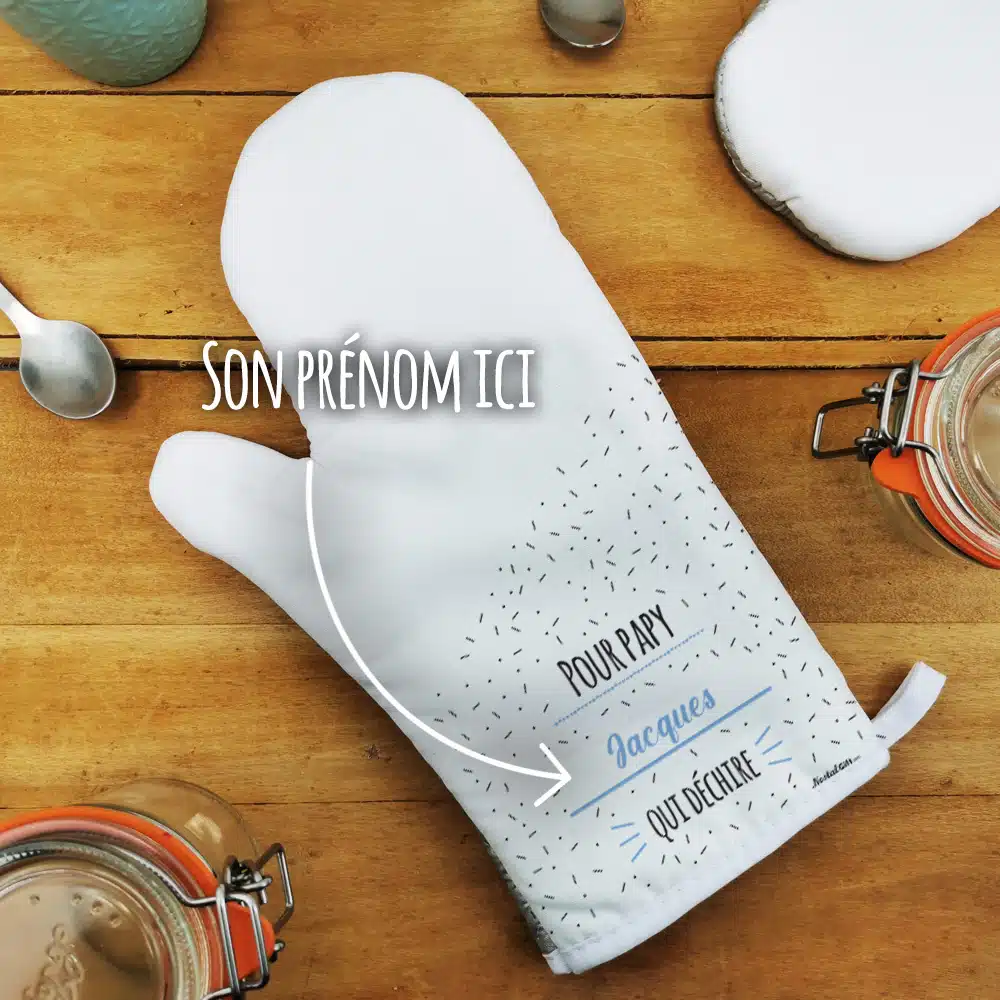 Manique de cuisine droite “Pour papy qui déchire”- Cadeau personnalisé – Image 2