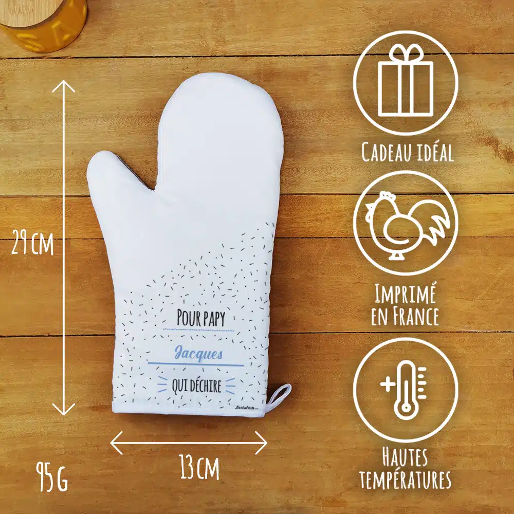 Manique de cuisine droite “Pour papy qui déchire”- Cadeau personnalisé – Image 3
