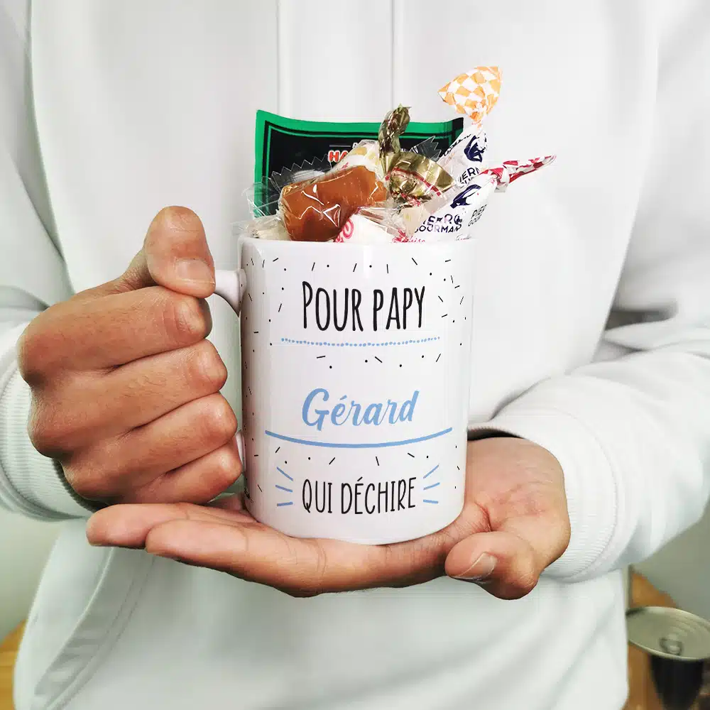 Mug bonbon années 60 “Pour papy qui déchire”- Cadeau papy personnalisé – Image 4