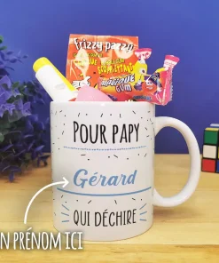 Mug bonbon années 80 “Pour papy qui déchire”- Cadeau personnalisé