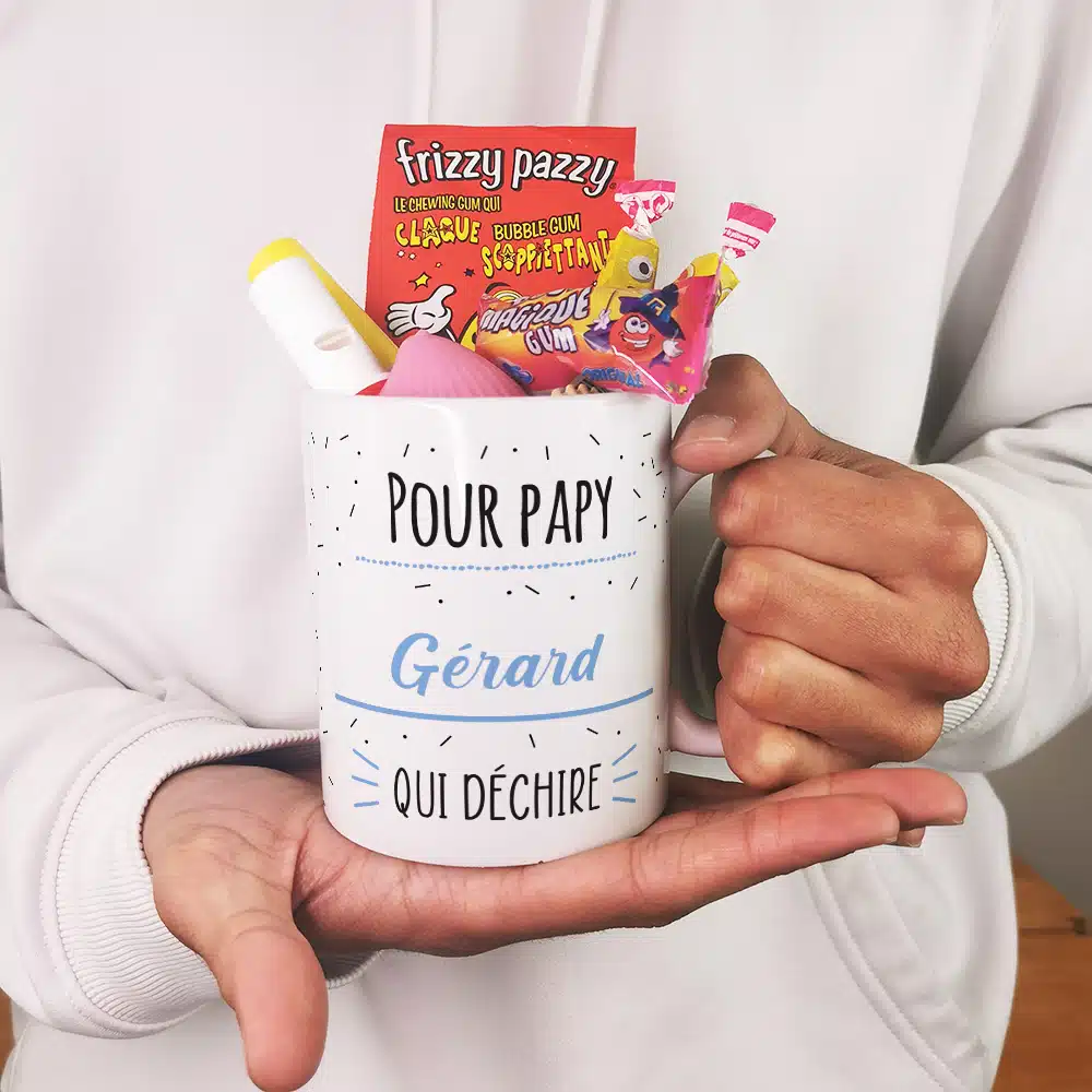 Mug bonbon années 80 “Pour papy qui déchire”- Cadeau personnalisé – Image 5