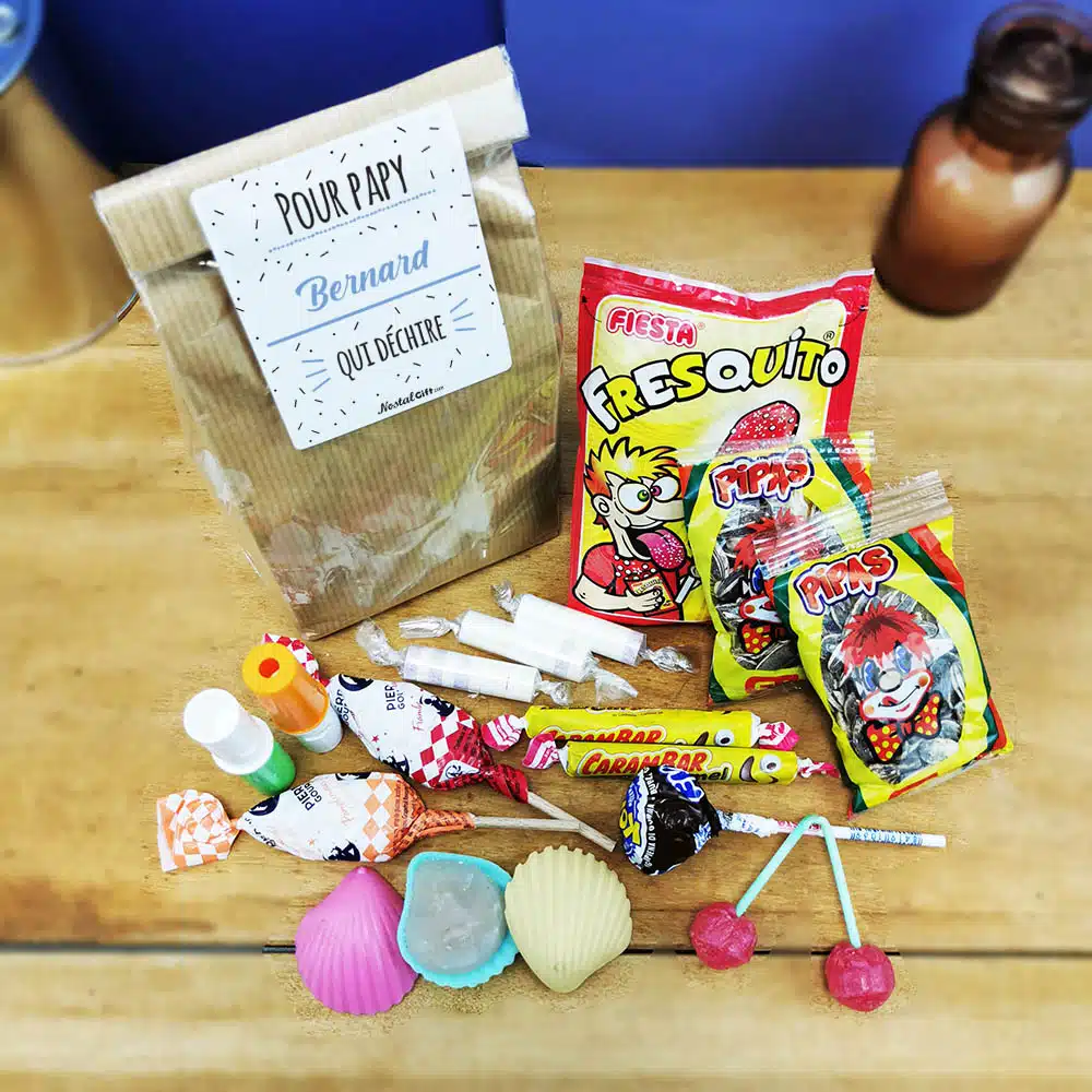 Sachet bonbon années 70 “Pour papy qui déchire”- Cadeau personnalisé – Image 3