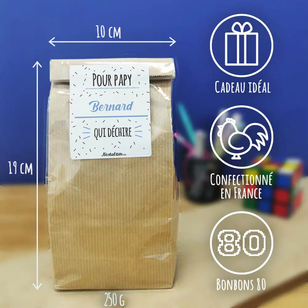 Sachet bonbon années 80 “Pour papy qui déchire”- Cadeau personnalisé – Image 4