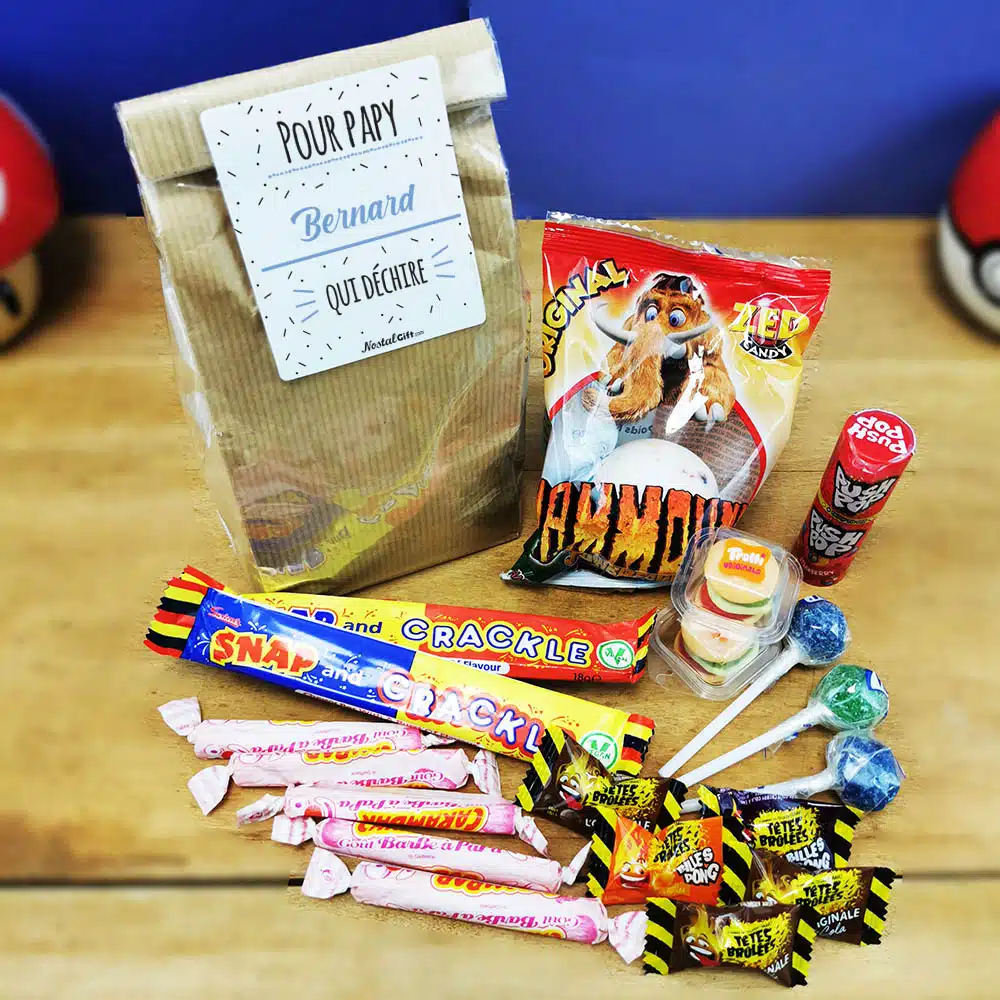 Sachet bonbon années 90 “Pour papy qui déchire”- Cadeau personnalisé – Image 3