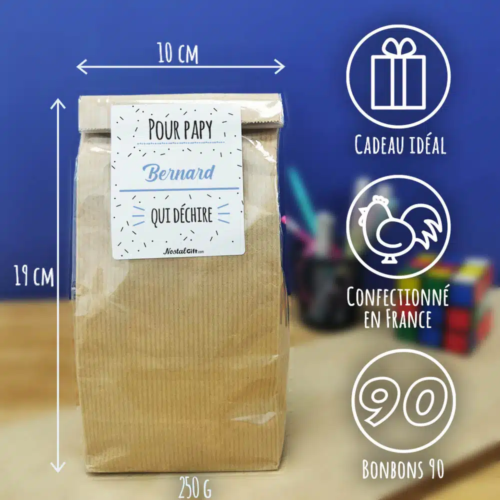 Sachet bonbon années 90 “Pour papy qui déchire”- Cadeau personnalisé – Image 4