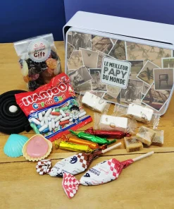 Bonbons des années 60 “Le meilleur papy du monde” (Boîte en metal)