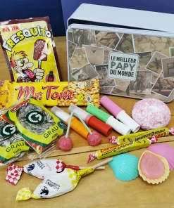 Bonbons des années 70 “Le meilleur papy du monde” (Boîte en metal)