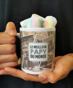 Mug “Le meilleur papy du monde” et ses guimauves torsade x5