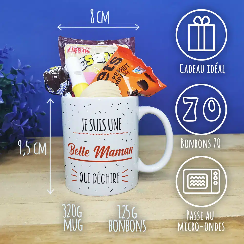 Mug bonbon années 70 “Je suis une belle maman qui déchire” – Image 3