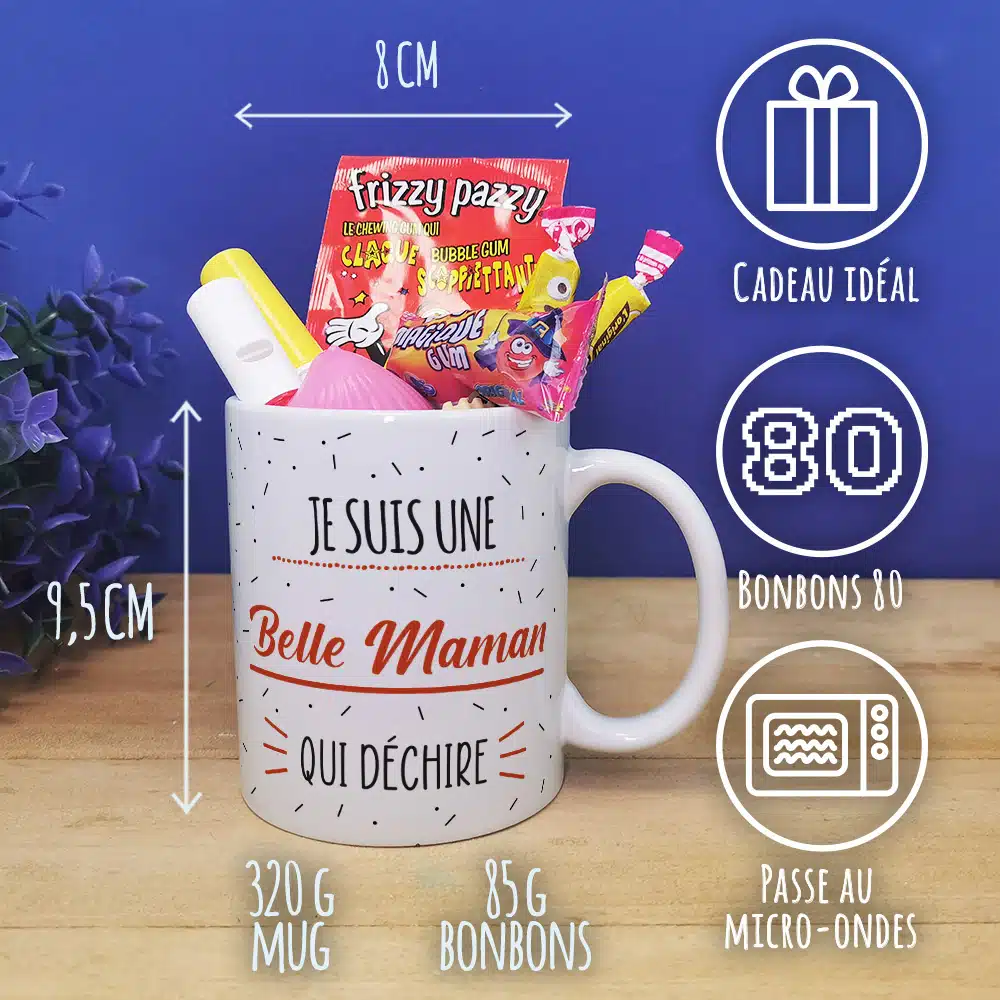 Mug bonbon années 80 “Je suis une belle maman qui déchire” – Image 4
