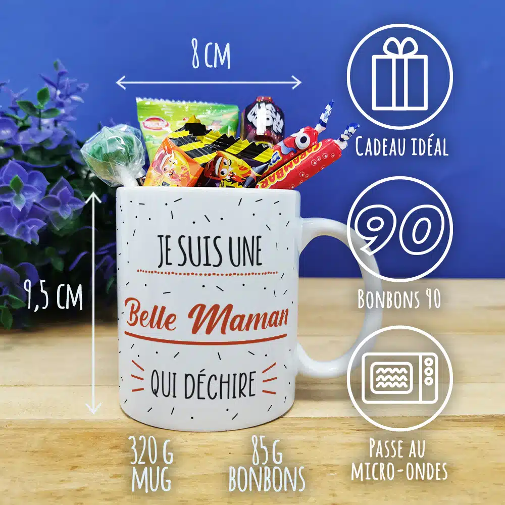 Mug bonbon années 90 “Je suis une belle maman qui déchire” – Image 4