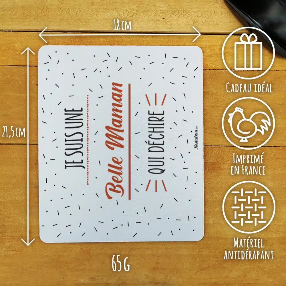 Tapis de souris “Je suis une belle maman qui déchire” – Image 3